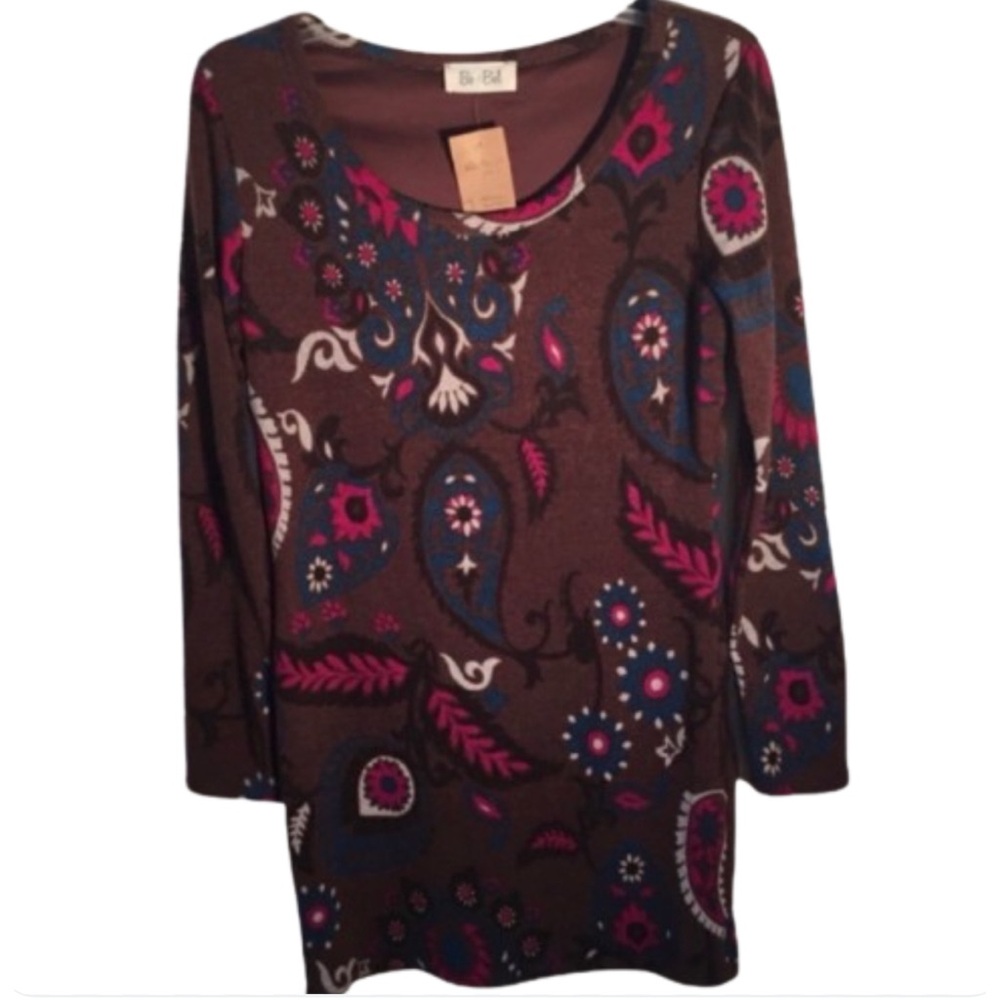 Bo Bel women’s NWT long top/short paisley dress/ tunic size small